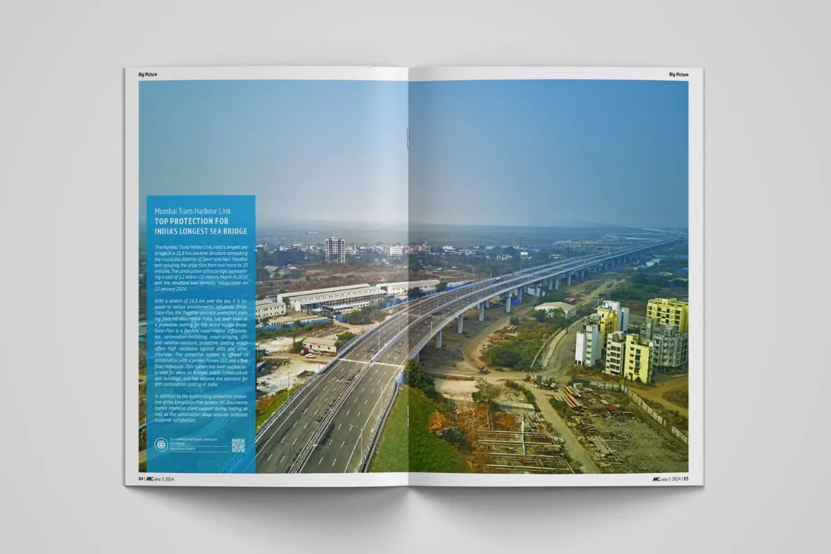Nuestra BIG PICTURE actual muestra el Mumbai Trans Harbour Link, el puente marítimo más largo de la India que está recubierto con las soluciones de protección de superficies de MC.